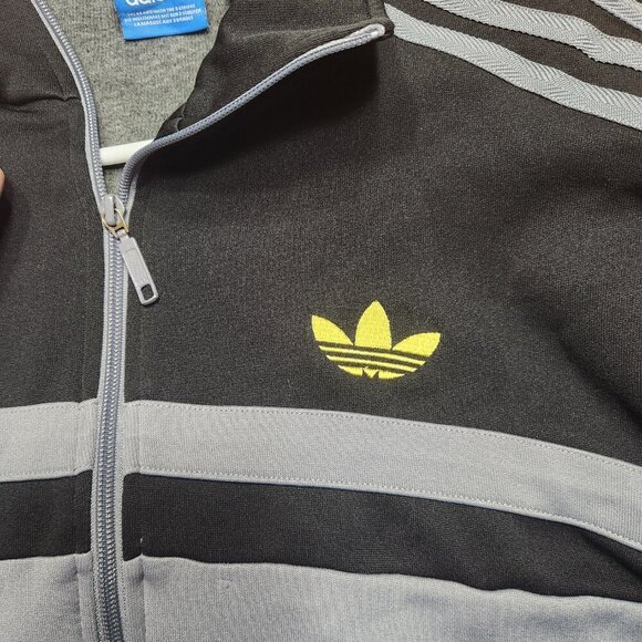 Adidas Originals Mens Black Grey Trefoil Tracksuit Top Jacket size Medium - Picture 4 of 6